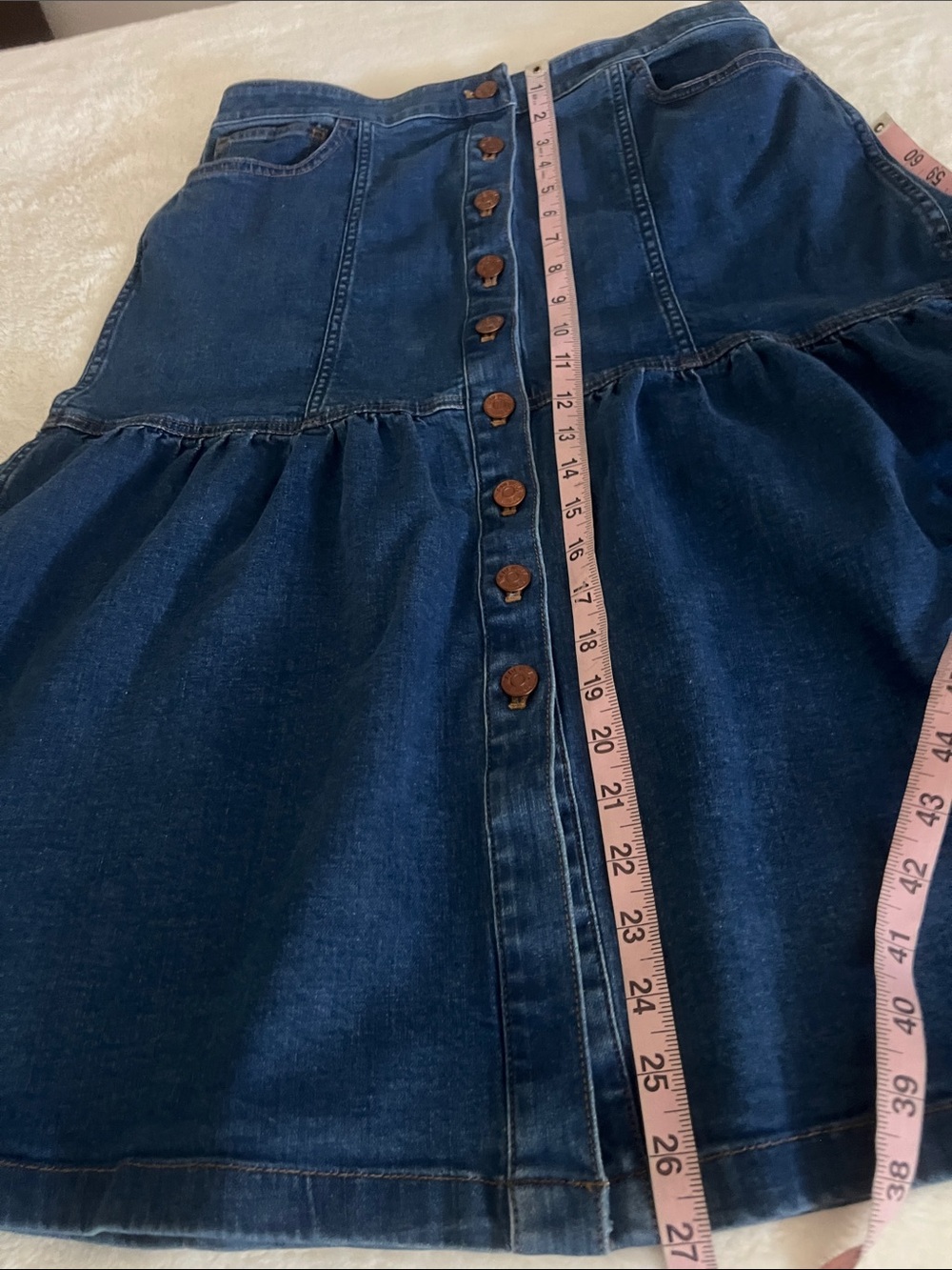 Madewell women’s jean Dark Blue Button-Front Denim Midi Skirt size 29 - Picture 14 of 16